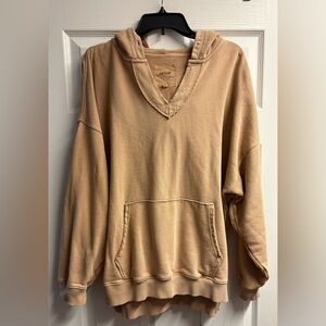 Aerie Cotton Blend Hooded V-Neck Sweatshirt Size Medium